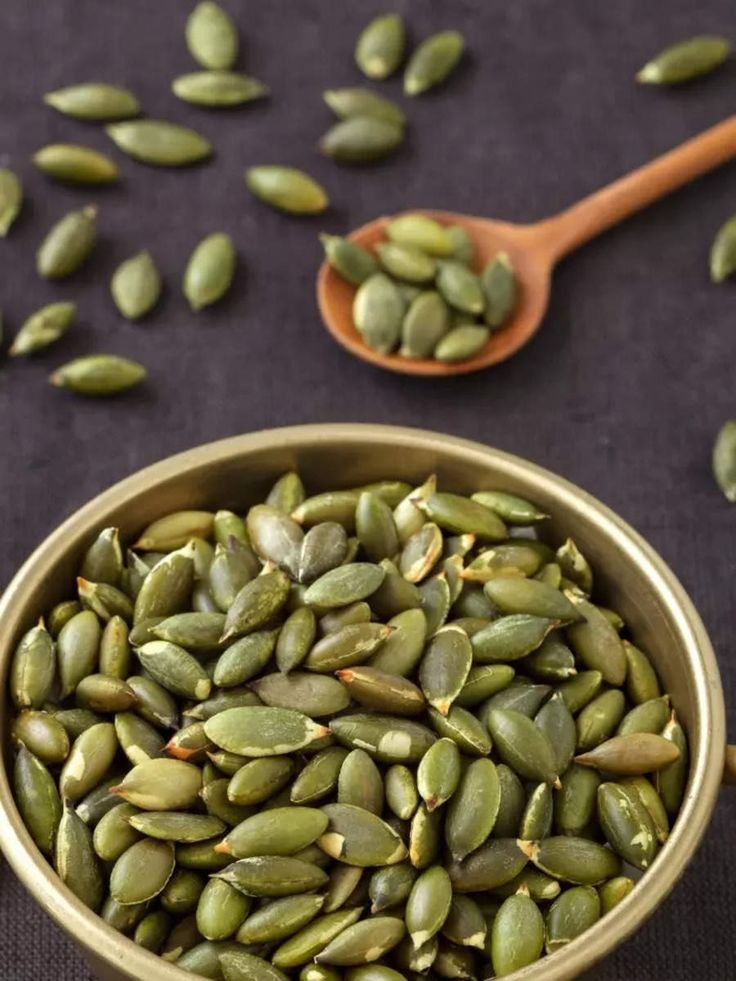 Pumpkin Seeds ~29β30g protien β 100gm (soak and eat)